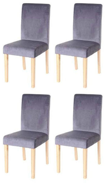 Mendler 4er-Set Esszimmerstuhl Stuhl Küchenstuhl Littau, Samt grau, helle Beine