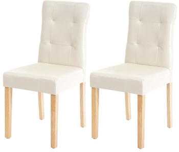 Mendler 2x Esszimmerstuhl MCW-E58, Stuhl Essst&uuml;hle Kunstleder creme, helle Beine