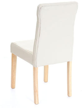 Mendler 2x Esszimmerstuhl MCW-E58, Stuhl Essstühle Kunstleder creme, helle Beine – Massivholzgestell mit modernem Erscheinungsbild
