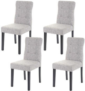 Mendler 4x Esszimmerstuhl MCW-E58, Stuhl Essst&uuml;hle Stoff/Textil grau, dunkle Beine