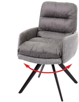 Mendler Esszimmerstuhl MCW-G66, Küchenstuhl Stuhl, drehbar Auto-Position Stoff/Textil hellgrau-grau, mit Armlehne Mendler Esszimmerstuhl MCW-G66, Küchenstuhl Stuhl, drehbar Auto-Position Stoff/Textil hellgrau-grau, mit Armlehne
