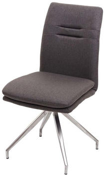 Mendler Esszimmerstuhl MCW-H70, Küchenstuhl Lehnstuhl Stuhl, Stoff/Textil Edelstahl gebürstet grau-braun