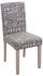 Mendler 2x Esszimmerstuhl Littau, Stuhl Küchenstuhl Textil mit Schriftzug, grau, Beine Struktur - Eiche