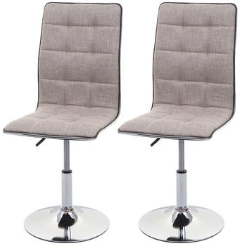 Mendler 2x Esszimmerstuhl MCW-C41, Stuhl Küchenstuhl, höhenverstellbar drehbar, Stoff/Textil creme-grau