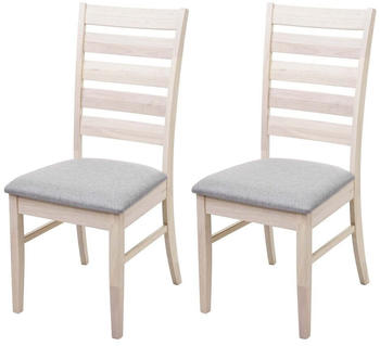 Mendler 2er-Set Esszimmerstuhl HWC-G47, K&uuml;chenstuhl Stuhl, Stoff/Textil Massiv-Holz helles Gestell, grau