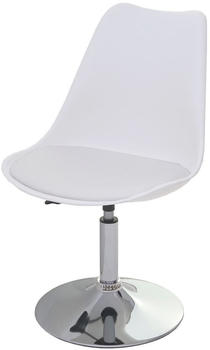 Mendler Drehstuhl Vaasa T501, Stuhl Küchenstuhl, höhenverstellbar, Kunstleder weiß, Chromfuß
