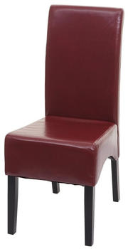 Mendler Esszimmerstuhl Crotone, Küchenstuhl Stuhl, Leder rot, dunkle Beine