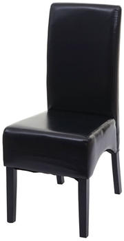 Mendler Esszimmerstuhl Crotone, Küchenstuhl Stuhl, Leder schwarz, dunkle Beine