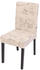 Mendler Esszimmerstuhl Littau, Küchenstuhl Stuhl, Stoff/Textil Schriftzug creme, dunkle Beine