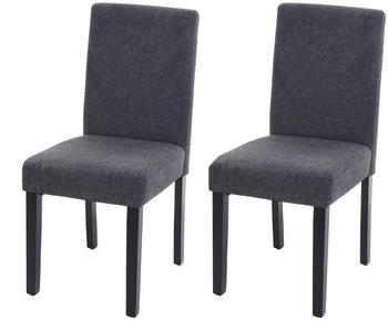 Mendler 2x Esszimmerstuhl Stuhl Küchenstuhl Littau Textil, anthrazitgrau, dunkle Beine