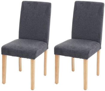 Mendler 2x Esszimmerstuhl Stuhl Küchenstuhl Littau Textil, anthrazitgrau, helle Beine