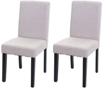 Mendler 2x Esszimmerstuhl Stuhl Küchenstuhl Littau Textil, creme-beige, dunkle Beine