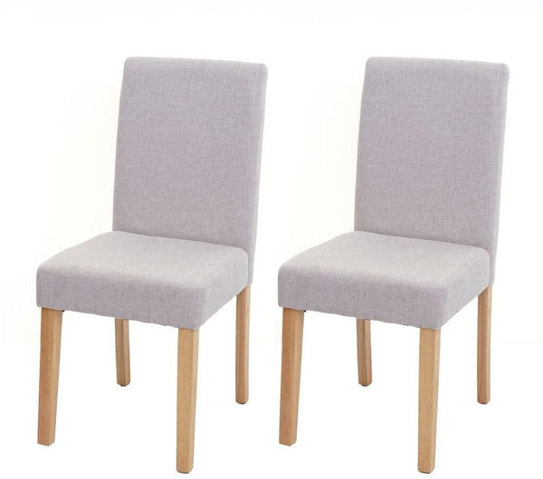Mendler 2x Esszimmerstuhl Stuhl Küchenstuhl Littau Textil, creme-beige, helle Beine