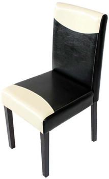 Mendler Esszimmerstuhl Littau, Küchenstuhl Stuhl, Kunstleder schwarz/weiß, dunkle Beine