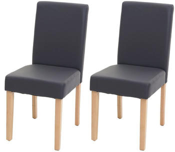 Mendler 2er-Set Esszimmerstuhl Stuhl Küchenstuhl Littau Kunstleder, grau matt, helle Beine