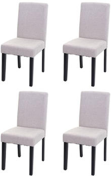 Mendler 4er-Set Esszimmerstuhl Stuhl Küchenstuhl Littau Textil, creme-beige, dunkle Beine