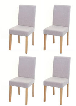 Mendler 4er-Set Esszimmerstuhl Stuhl Küchenstuhl Littau Textil, creme-beige, helle Beine