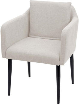 Mendler Esszimmerstuhl MCW-H93, Küchenstuhl Lehnstuhl Stuhl Stoff/Textil creme-beige