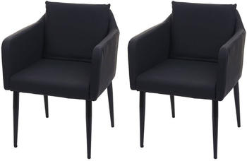 Mendler 2er-Set Esszimmerstuhl MCW-H93, Küchenstuhl Lehnstuhl Stuhl Kunstleder schwarz