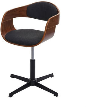 Mendler Esszimmerstuhl HWC-H46, K&uuml;chenstuhl, h&ouml;henverstellbar Drehmechanismus Bugholz Walnuss-Optik, Stoff/Textil dunkelgrau