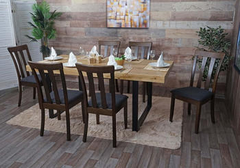 Mendler 6er-Set Esszimmerstuhl MCW-G46, Küchenstuhl Stuhl, Stoff/Textil Massiv-Holz dunkles Gestell, dunkelgrau