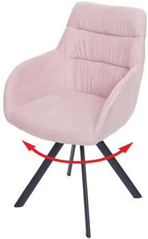 Mendler Esszimmerstuhl MCW-J69, Küchenstuhl Stuhl mit Armlehne, drehbar Auto-Position, Samt rosa