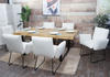 Mendler 6er-Set Esszimmerstuhl MCW-K34, Küchenstuhl Polsterstuhl Stuhl mit Armlehne, Bouclé Stoff/Textil Metall weiß