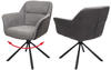 Mendler 2er-Set Esszimmerstuhl MCW-K33, Küchenstuhl Stuhl, drehbar Auto-Position, Stoff/Textil Kunstleder, grau-dunkelgrau
