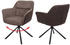 Mendler 2er-Set Esszimmerstuhl MCW-K33, Küchenstuhl Stuhl, drehbar Auto-Position, Stoff/Textil Kunstleder, braun-dunkelbraun