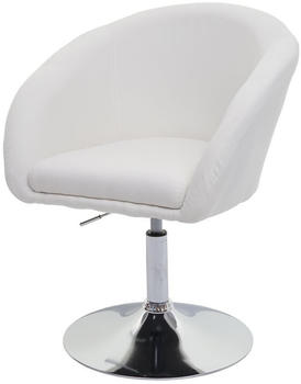 Mendler Esszimmerstuhl MCW-F19, K&uuml;chenstuhl Stuhl Drehstuhl Loungesessel, drehbar h&ouml;henverstellbar Stoff/Textil creme-wei&szlig;