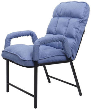 Mendler Esszimmerstuhl MCW-K40, Stuhl Polsterstuhl, 160kg belastbar Rückenlehne verstellbar Metall Stoff/Textil blau