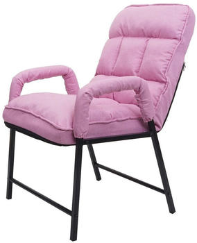Mendler Esszimmerstuhl MCW-K40, Stuhl Polsterstuhl, 160kg belastbar Rückenlehne verstellbar Metall Stoff/Textil rosa