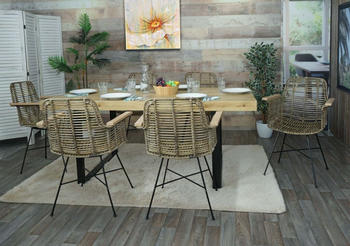 Mendler 6er-Set Esszimmerstuhl MCW-M29, Küchenstuhl Korbstuhl Rattanstuhl Stuhl mit Armlehnen, Kubu Rattan Holz Metall Mendler 6er-Set Esszimmerstuhl MCW-M29, Küchenstuhl Korbstuhl Rattanstuhl Stuhl mit Armlehnen, Kubu Rattan Holz Metall