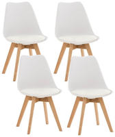 Clp - 4er Set Esszimmerstuhl Linares Wei&szlig; Kunststoff