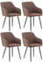 CLP 4er Set Esszimmerstuhl Shila Gesteppt braun, Material:Stoff