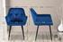 CLP 4er Set Esszimmerstühle Emia Gepolstert mit Ziernähten schwarzes Vierfußgestell blau, Material:Samt