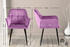 CLP 4er Set Esszimmerstühle Emia Gepolstert mit Ziernähten schwarzes Vierfußgestell rosa, Material:Samt