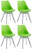 CLP 4er Besucherstühle Borneo Kunstleder mit Kunststoffsitzschale grün, Gestell weiß