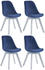 CLP 4er Set Besucherstühle Borneo Samt mit Polsterung blau, Gestell weiß