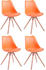 CLP 4er Set Stühle Toulouse Rund mit runden Holzbeinen orange, Gestell natura