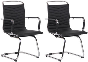 CLP 2er Set Stühle Burnley mit Gestell aus Metall in Chromoptik schwarz, Material:Kunstleder