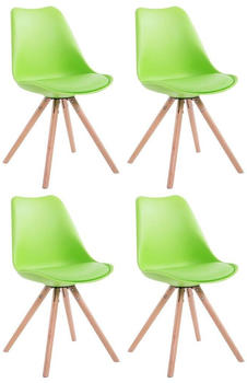 CLP 4er Set Stühle Toulouse Rund mit runden Holzbeinen grün, Gestell natura