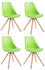 CLP 4er Set Stühle Toulouse Rund mit runden Holzbeinen grün, Gestell natura
