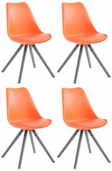 CLP 4er Set Stühle Toulouse Rund mit runden Holzbeinen orange, Gestell grau