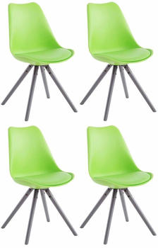 CLP 4er Set Stühle Toulouse Rund mit runden Holzbeinen grün, Gestell grau