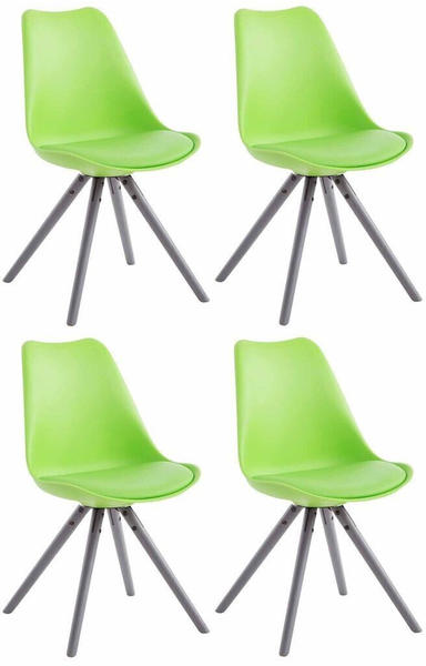 CLP 4er Set Stühle Toulouse Rund mit runden Holzbeinen grün, Gestell grau