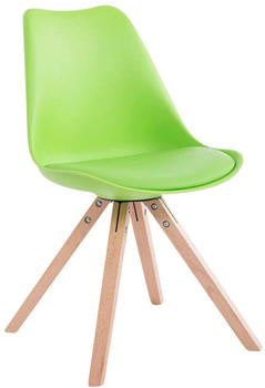 CLP 4er Set Stühle Toulouse Square mit eckigen Holzbeinen grün, Gestell natura