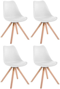 CLP 4er Set Stühle Toulouse Square mit eckigen Holzbeinen weiß, Gestell natura