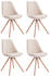 CLP 4er Set Besucherstühle Toulouse Stoff Rund mit Sitzpolster und Runden Holzbeinen creme, Gestell natura