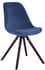 CLP 4er Set Stühle Toulouse Samt Rund mit Sitzpolster und runden Holzbeinen blau, Gestell cappuccino